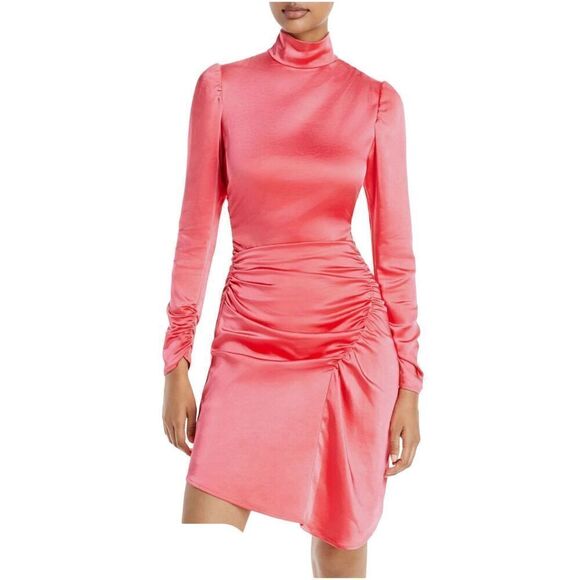 A.L.C. Joss Womens Satin Asymmetric Mini Dress in Hibiscus NWT Size 6 - Picture 1 of 7